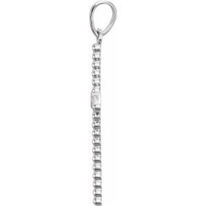 14K White Gold 24.8x12.2 mm .02 CTW Natural Diamond Beaded Cross Pendant