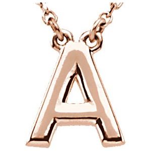 14K Rose Gold Block Initial A 16" Necklace