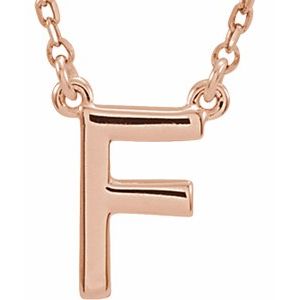 14K Rose Gold Block Initial F 16" Necklace
