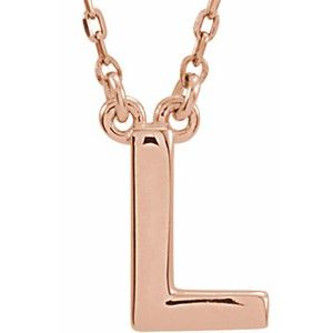14K Rose Gold Block Initial L 16" Necklace