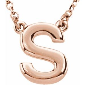 14K Rose Gold Block Initial S 16" Necklace