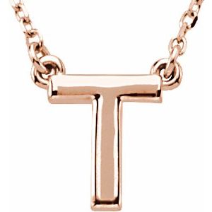 14K Rose Gold Block Initial T 16" Necklace