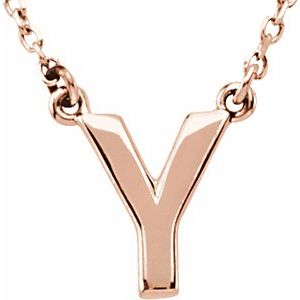 14K Rose Gold Block Initial Y 16" Necklace