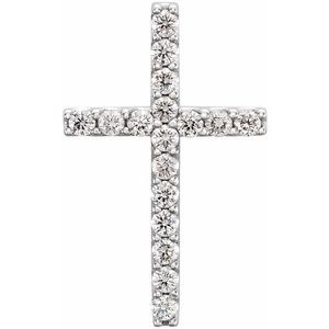 14K White Gold 1/5 CTW Natural Diamond Petite Cross Pendant