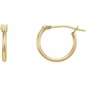 14K Yellow Gold 12.5 mm Hinged Hoop Earrings
