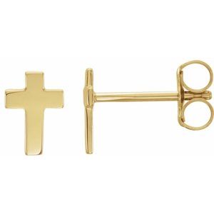 14K White Gold 7x5 mm Cross Earring