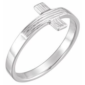 14K White Gold The Rugged CrossÂ® Chastity Ring Size 8
