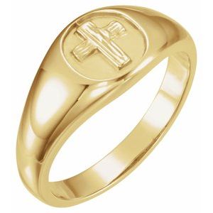 14K Yellow Gold The Rugged CrossÂ® Chastity Ring Size 8