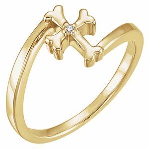 14K Yellow Gold .005 CT Natural Diamond Youth Cross Ring