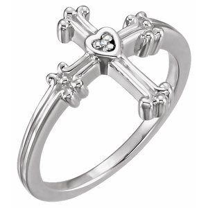 14K White Gold .005 CTW Natural Diamond Cross Ring
