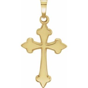 14K Yellow Gold 27.7x14.7 mm Hollow Cross Pendant