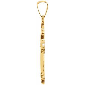 14K Yellow Gold 27.7x14.7 mm Hollow Cross Pendant