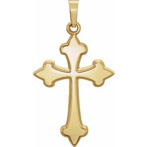 14K Yellow Gold 32.2x17.7 mm Hollow Cross Pendant