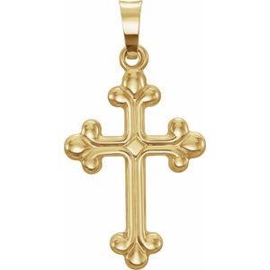 14K Yellow Gold Hollow Cross Pendant