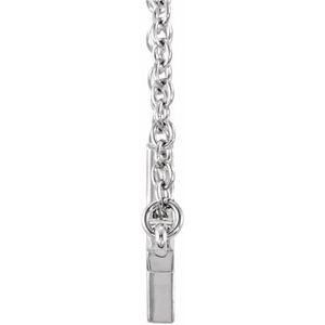 14K White Gold 22x11.5 mm Sideways Cross 16-18" Necklace
