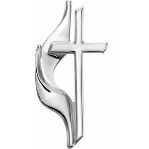 14K White Gold Methodist Cross Lapel Pin