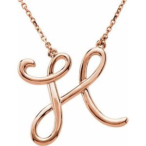 14K Rose Gold Script Initial H 16" Necklace