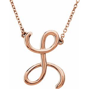 14K Rose Gold Script Initial K 16" Necklace