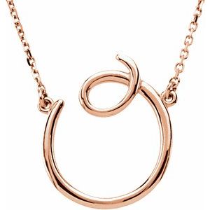 14K Rose Gold Script Initial O 16" Necklace