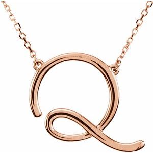 14K Rose Gold Script Initial Q 16" Necklace
