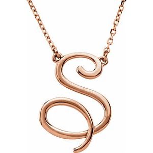 14K Rose Gold Script Initial S 16" Necklace