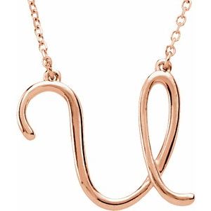 14K Rose Gold Script Initial U 16" Necklace