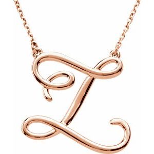 14K Rose Gold Script Initial Z 16" Necklace