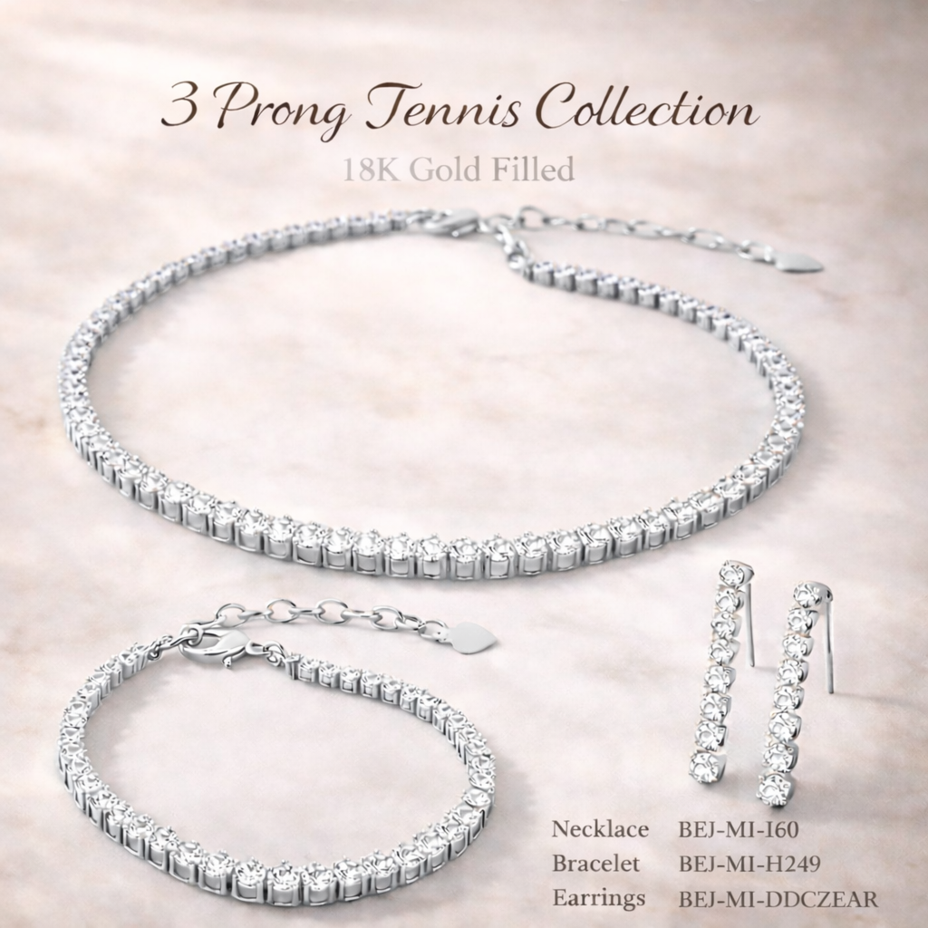 3 Prong Tennis Collection – Rhodium