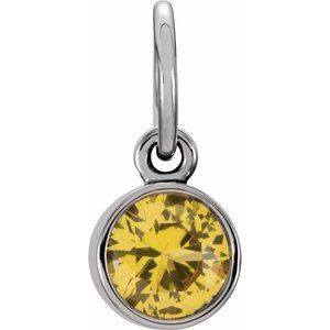 14K White Posh Mommy® Imitation Citrine Charm/Pendant