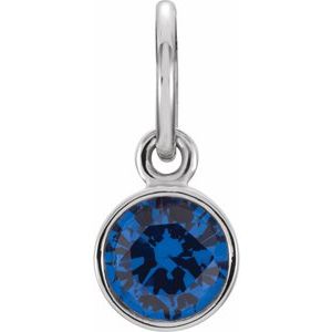 Sterling Silver Posh Mommy® Imitation Blue Sapphire Charm/Pendant