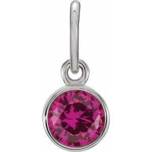 Sterling Silver Posh Mommy® Imitation Ruby Charm/Pendant
