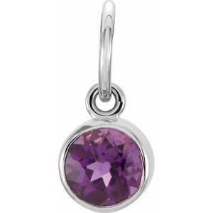 14K White Posh Mommy® Imitation Amethyst Charm/Pendant