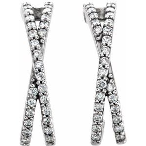 Platinum 1/4 CTW Natural Diamond Criss-Cross J-Hoop Earrings