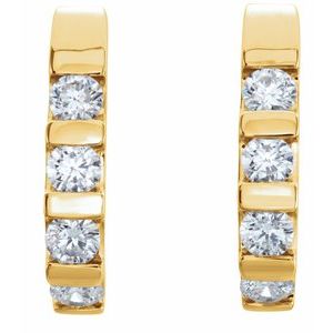 14K Yellow Gold 1 CTW Natural Diamond J-Hoop Earrings
