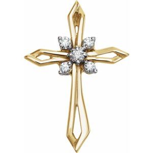 14K Yellow/White Gold 1/6 CTW Natural Diamond Cross Pendant