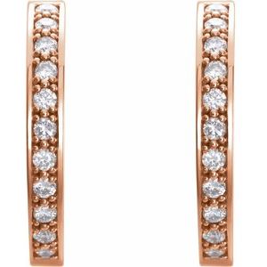14K Rose Gold 1 CTW Natural Diamond Inside-Outside 22.8 mm Hoop Earrings