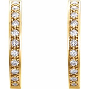 14K Yellow Gold 3/4 CTW Natural Diamond Inside-Outside 18 mm Hoop Earrings