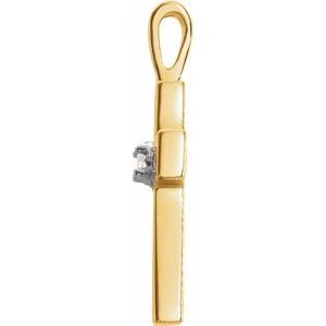 14K Yellow/White Gold .025 CT Natural Diamond Cross Pendant