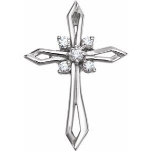 14K White Gold 1/6 CTW Natural Diamond Cross Pendant