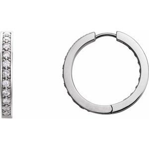 Sterling Silver 1/2 CTW Natural Diamond Inside-Outside 15 mm Hoop Earrings