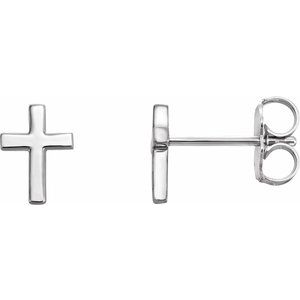 14K White Gold 7.5 mm Cross Earrings