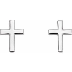 Platinum 7.5 mm Cross Earrings