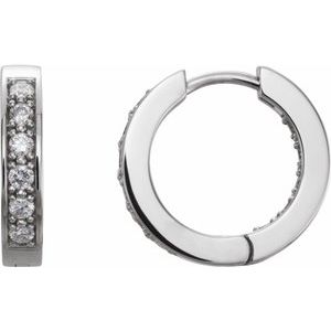 Sterling Silver 1/2 CTW Natural Diamond Inside-Outside 15 mm Hoop Earrings