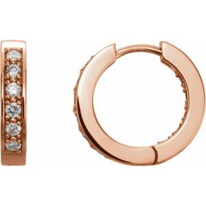 14K Rose Gold 1/2 CTW Natural Diamond Inside-Outside 15 mm Hoop Earrings