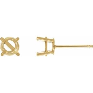 14K Yellow Gold 6 mm Natural Blue Zircon Earrings