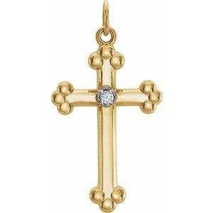 14K Yellow/White Gold .02 CTW Natural Diamond Cross Pendant