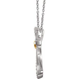 14K White/Yellow Gold 1/6 CTW Natural Diamond Cross Pendant