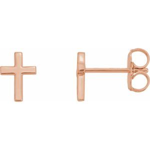 14K Rose Gold 6 mm Cross Earrings
