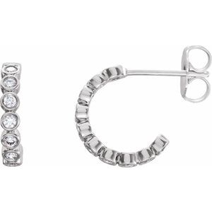 Sterling Silver 1/4 CTW Natural Diamond 11.1 mm Hoop Earrings