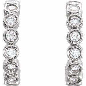 Platinum 1/4 CTW Natural Diamond 11.1 mm Hoop Earrings